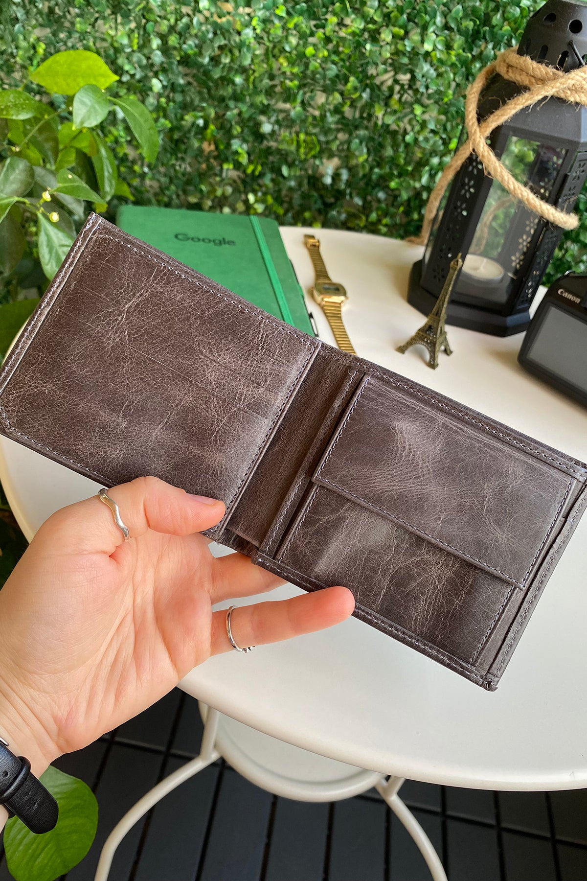 Atlanta Genuine Leather Trifold Wallet in various colors with coin pouch compartment, showcasing its sleek design and high-quality leather.
