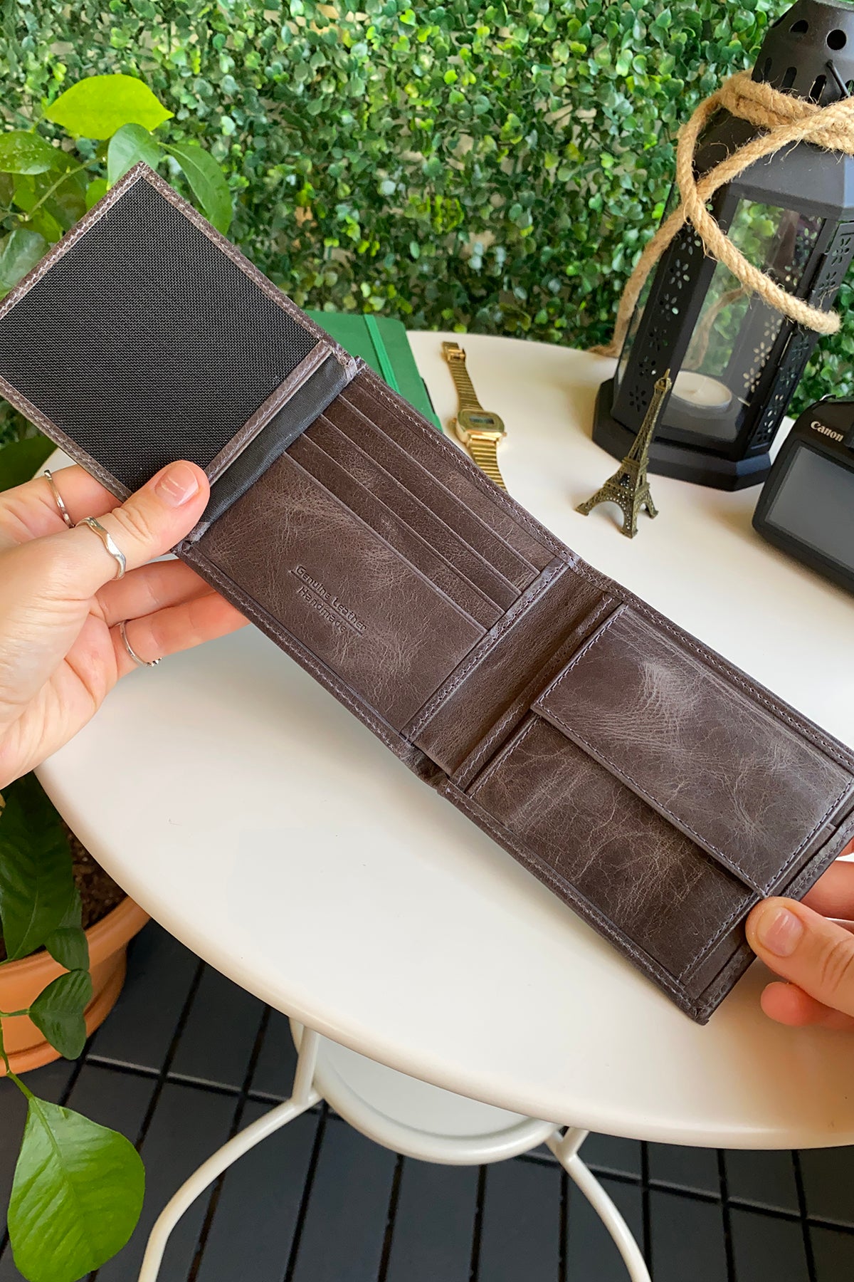 Atlanta Genuine Leather Trifold Wallet in various colors with coin pouch compartment, showcasing its sleek design and high-quality leather.