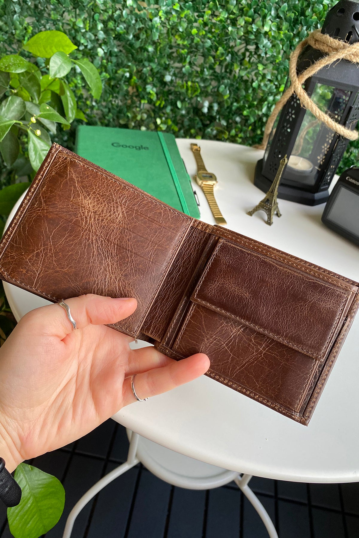 Atlanta Genuine Leather Trifold Wallet in various colors with coin pouch compartment, showcasing its sleek design and high-quality leather.
