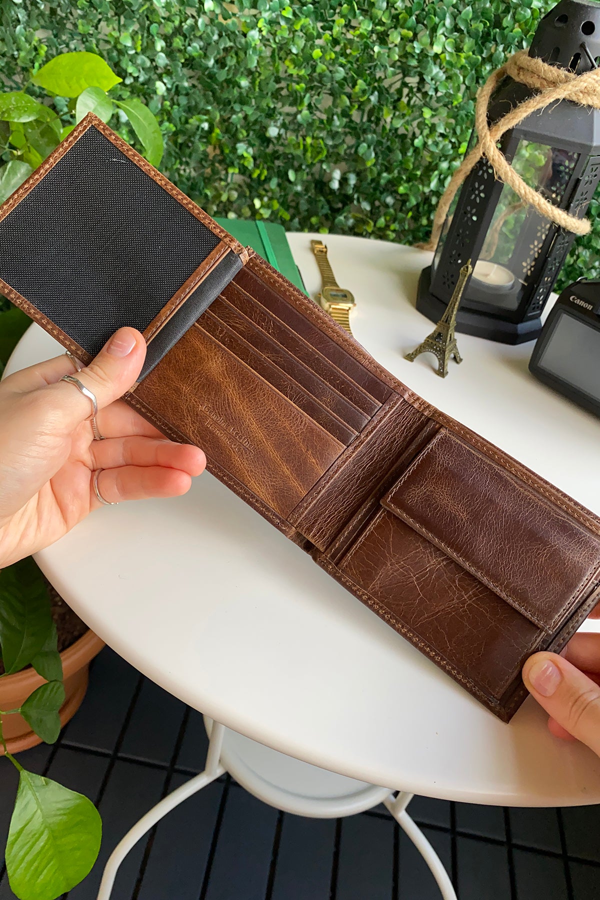 Atlanta Genuine Leather Trifold Wallet in various colors with coin pouch compartment, showcasing its sleek design and high-quality leather.