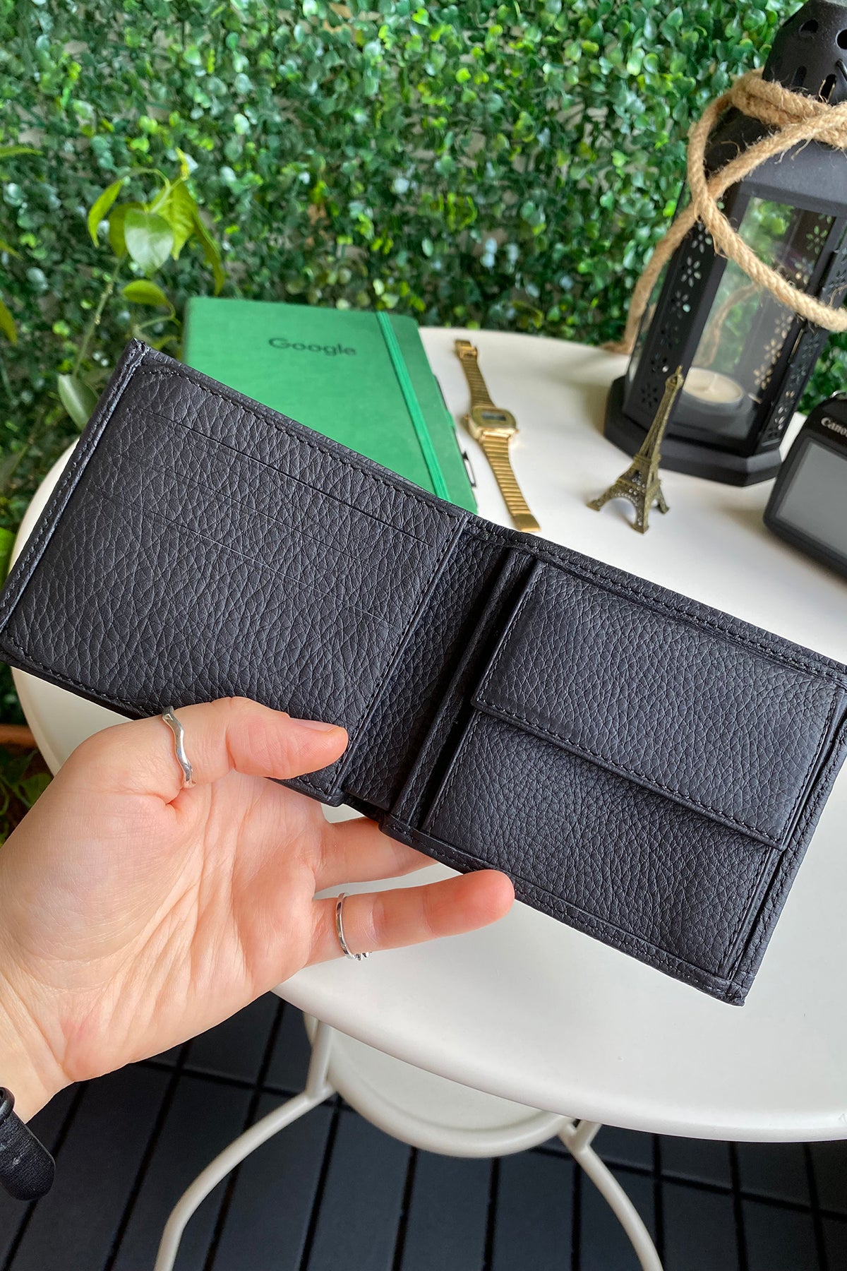 Atlanta Genuine Leather Trifold Wallet in various colors with coin pouch compartment, showcasing its sleek design and high-quality leather.