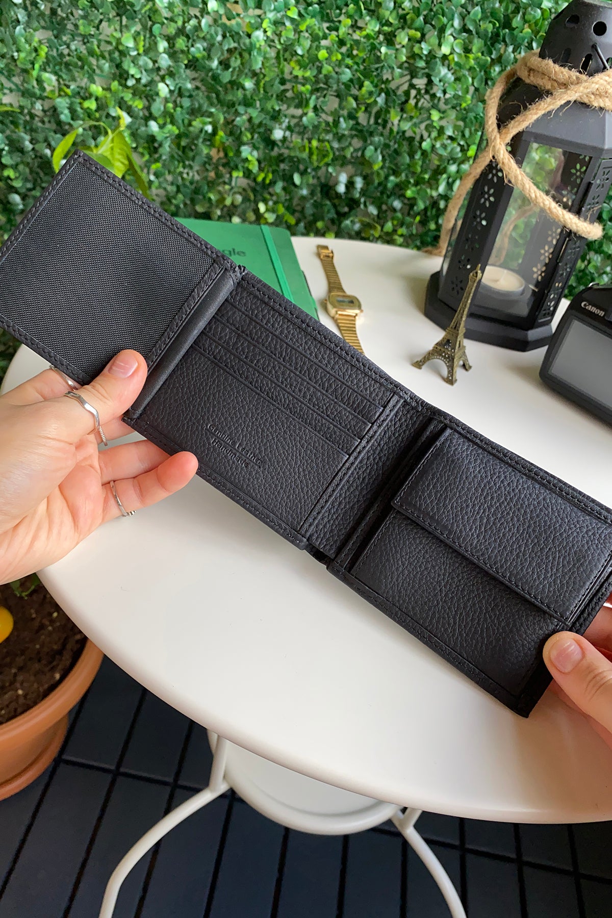 Atlanta Genuine Leather Trifold Wallet in various colors with coin pouch compartment, showcasing its sleek design and high-quality leather.
