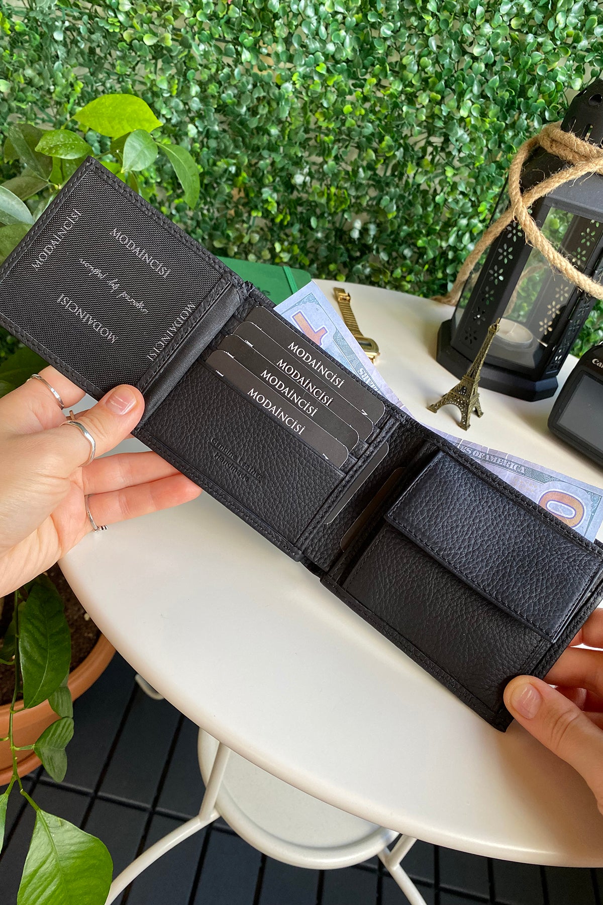 Atlanta Genuine Leather Trifold Wallet in various colors with coin pouch compartment, showcasing its sleek design and high-quality leather.