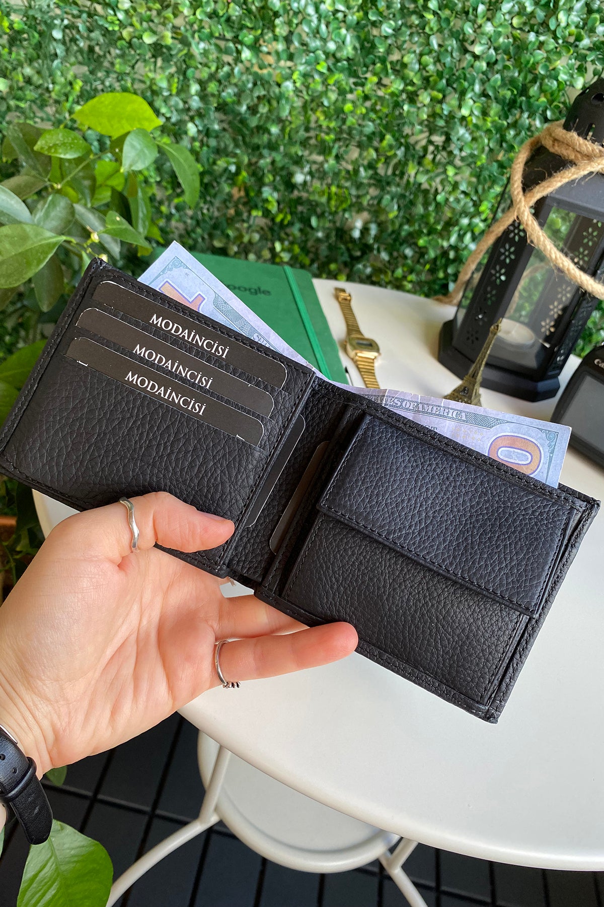 Atlanta Genuine Leather Trifold Wallet in various colors with coin pouch compartment, showcasing its sleek design and high-quality leather.