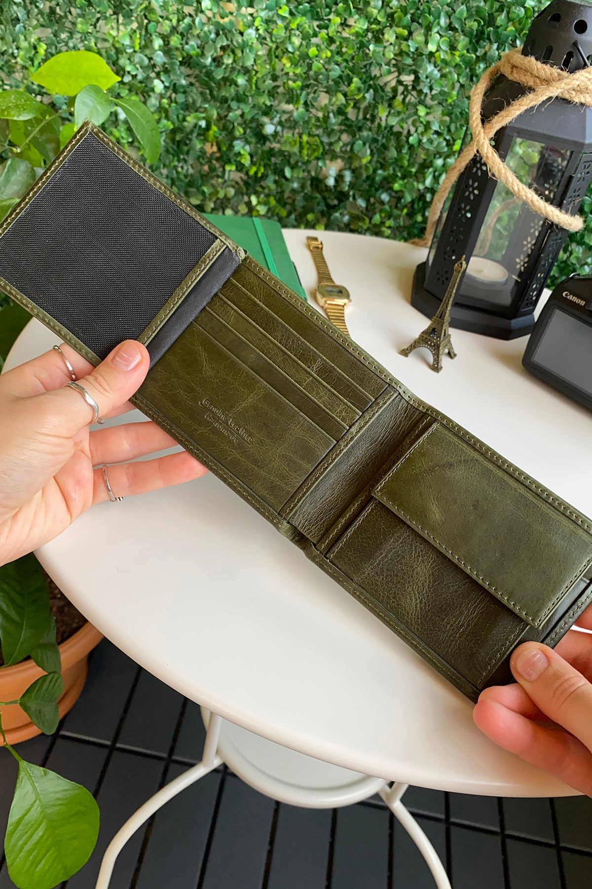 Atlanta Genuine Leather Trifold Wallet in various colors with coin pouch compartment, showcasing its sleek design and high-quality leather.