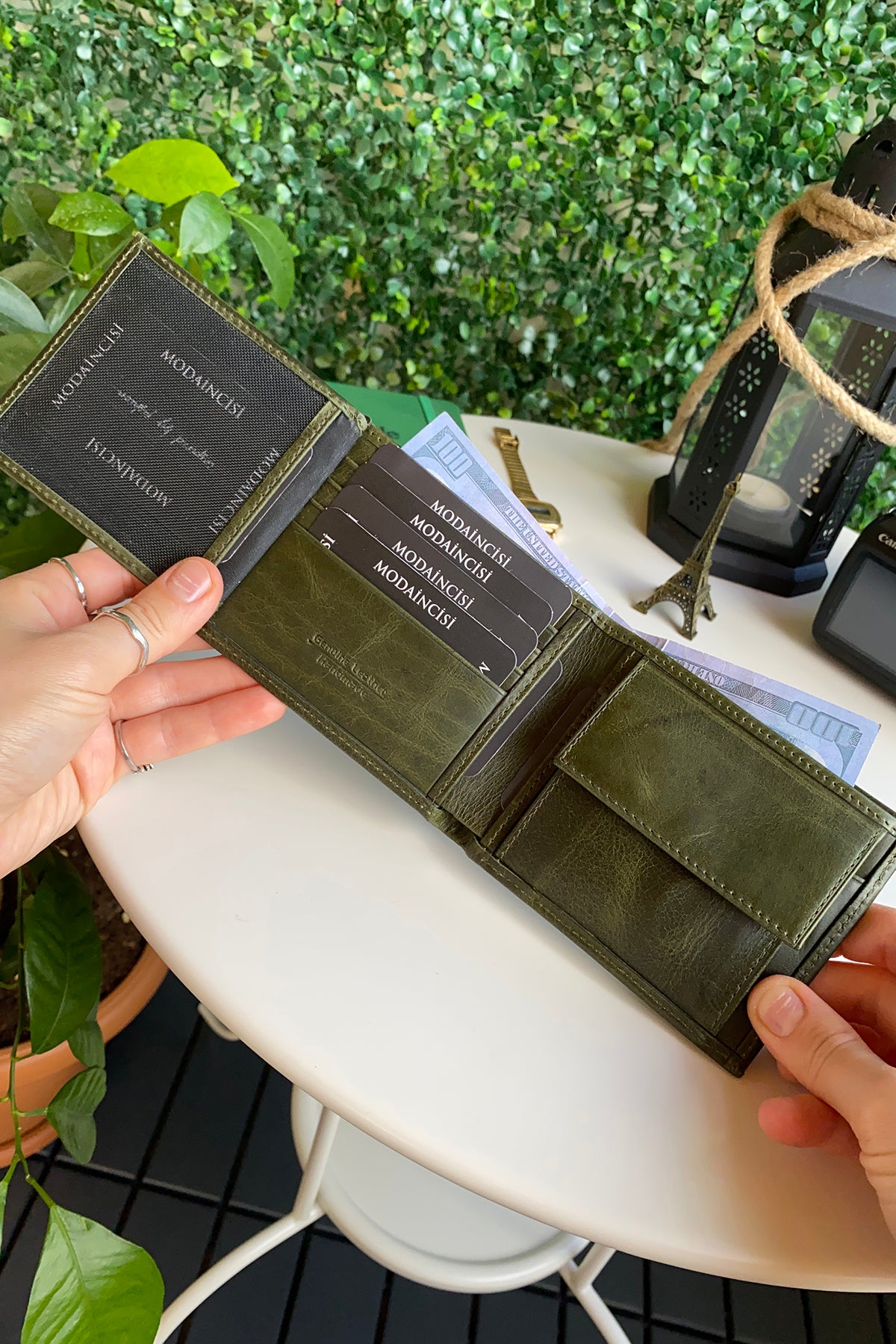 Atlanta Genuine Leather Trifold Wallet in various colors with coin pouch compartment, showcasing its sleek design and high-quality leather.