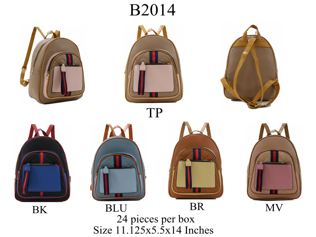 Backpack B2014 featuring a sleek design, padded straps, and multiple compartments for organization.