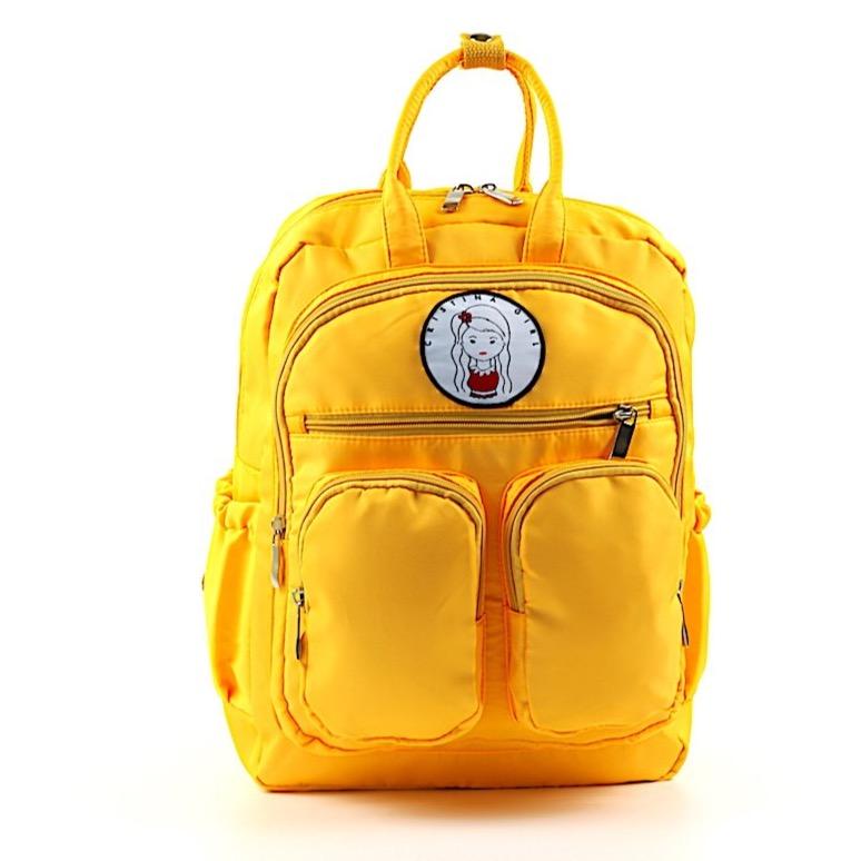 Stylish waterproof nylon backpack for work and university with iPad pocket and multiple zipped compartments.