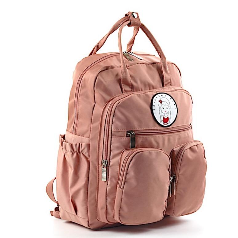 Stylish waterproof nylon backpack for work and university with iPad pocket and multiple zipped compartments.