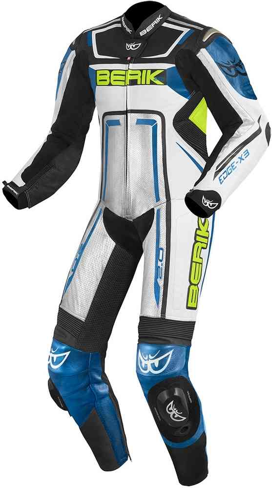 Berik Cosmic One Piece Motorcycle Leather Suit showcasing premium cowhide leather, aerodynamic design, and protective features.