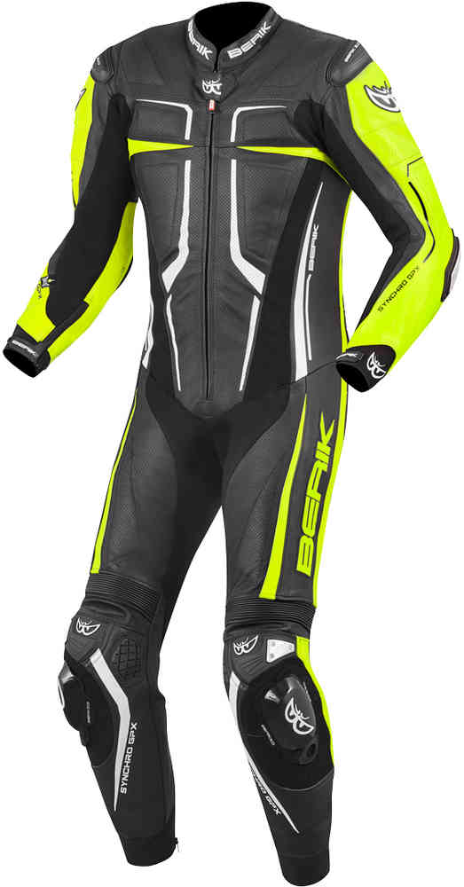 Berik Flumatic Race One Piece Motorcycle Leather Suit showcasing premium cowhide leather, ergonomic design, and protective features.