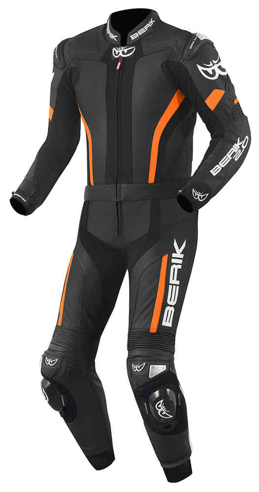 Berik Losail Two Piece Motorcycle Leather Suit showcasing premium cowhide leather and protective features.