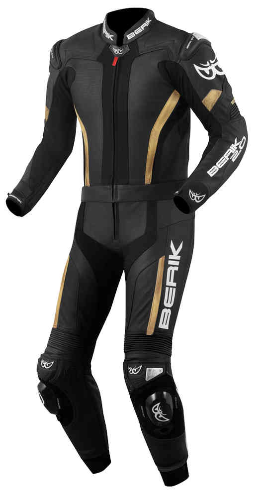 Berik Losail Two Piece Motorcycle Leather Suit showcasing premium cow leather and protective features.