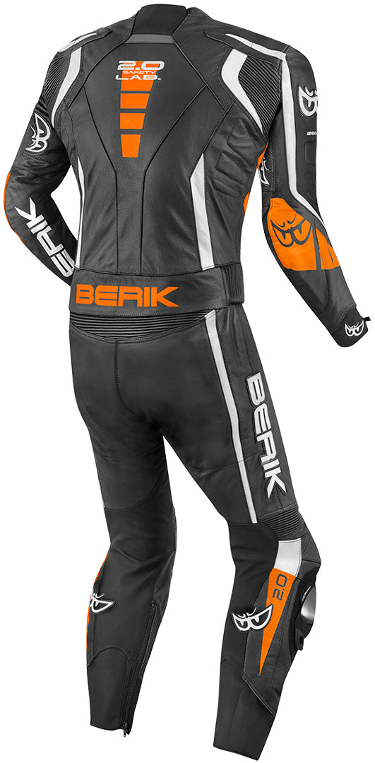 Berik Zakura Two Piece Motorcycle Leather Suit showcasing premium cow leather and flexible design features.