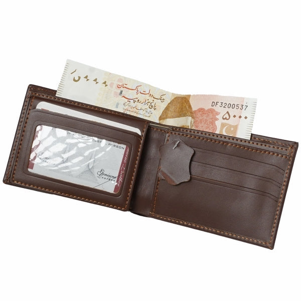 A sleek BI-FOLD Dollar Size Full Grain Cow Leather Mens Wallet showcasing its minimalist design and multiple compartments.