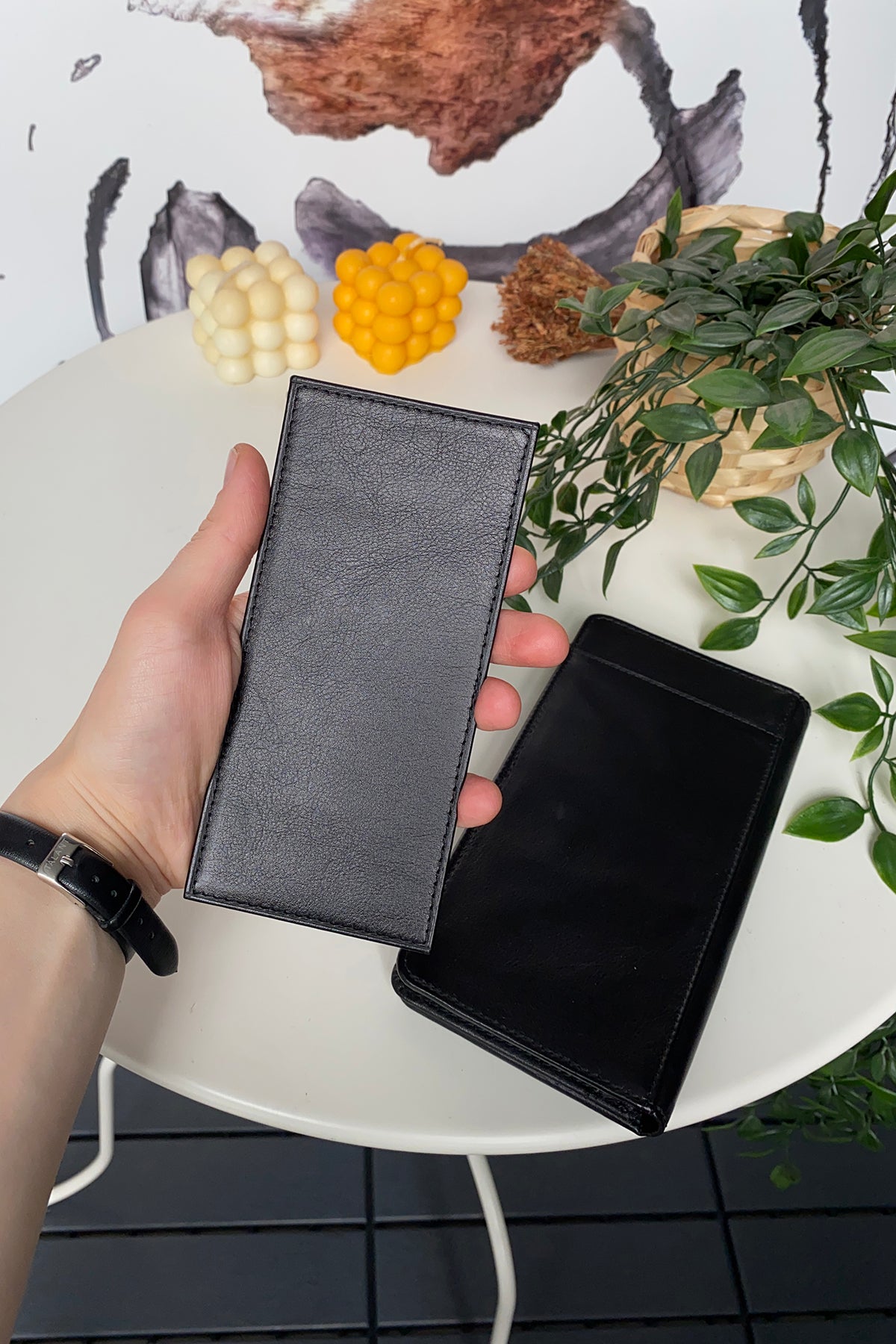 Boston Genuine Leather Wallet featuring a phone socket and multiple compartments in a stylish design.