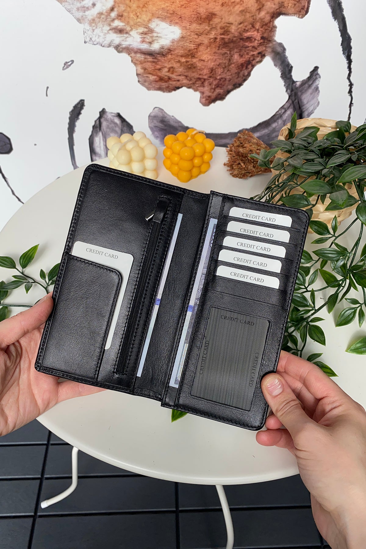 Boston Genuine Leather Wallet featuring a phone socket and multiple compartments in a stylish design.