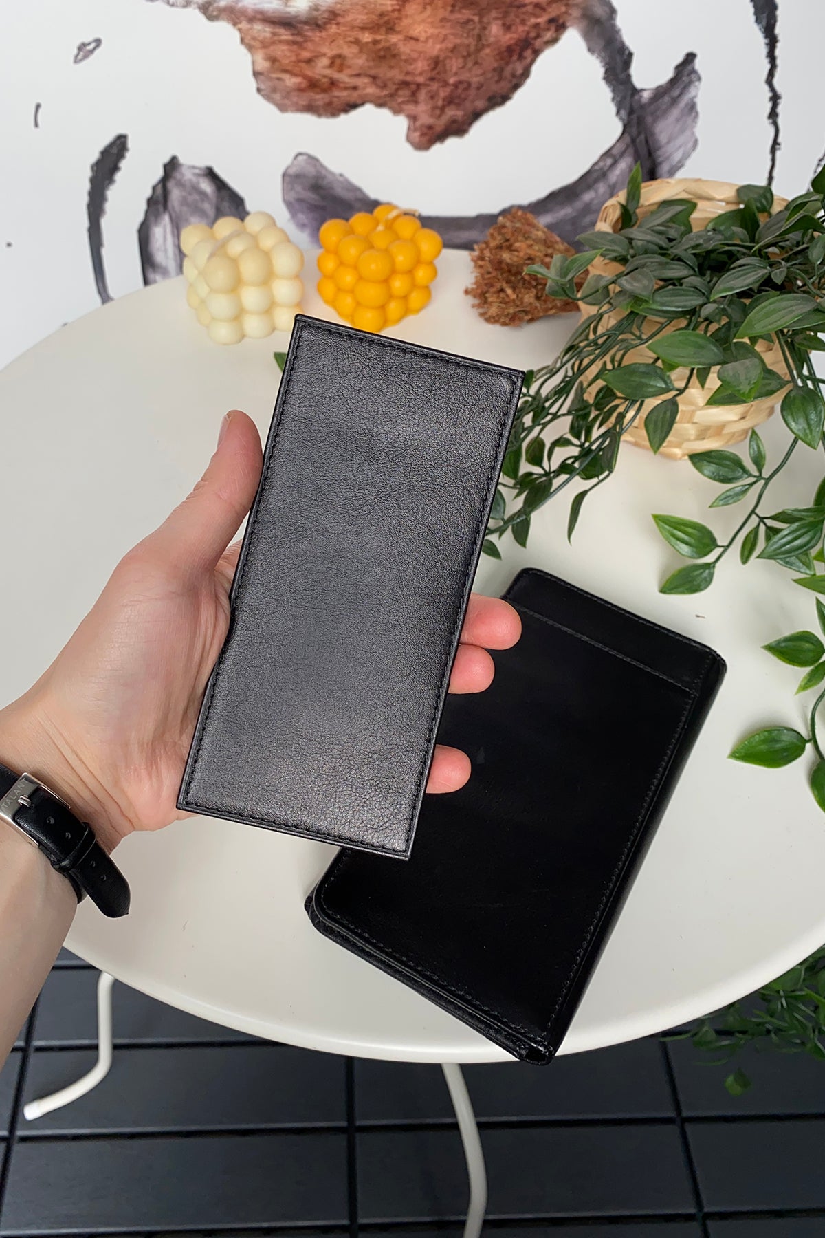 Boston Genuine Leather Wallet featuring a phone socket and multiple compartments in a stylish design.