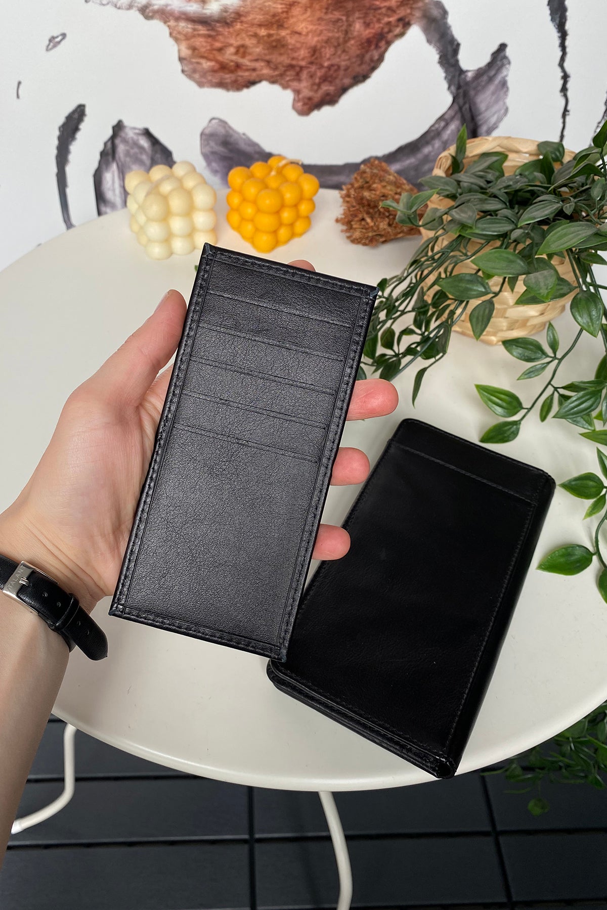 Boston Genuine Leather Wallet featuring a phone socket and multiple compartments in a stylish design.