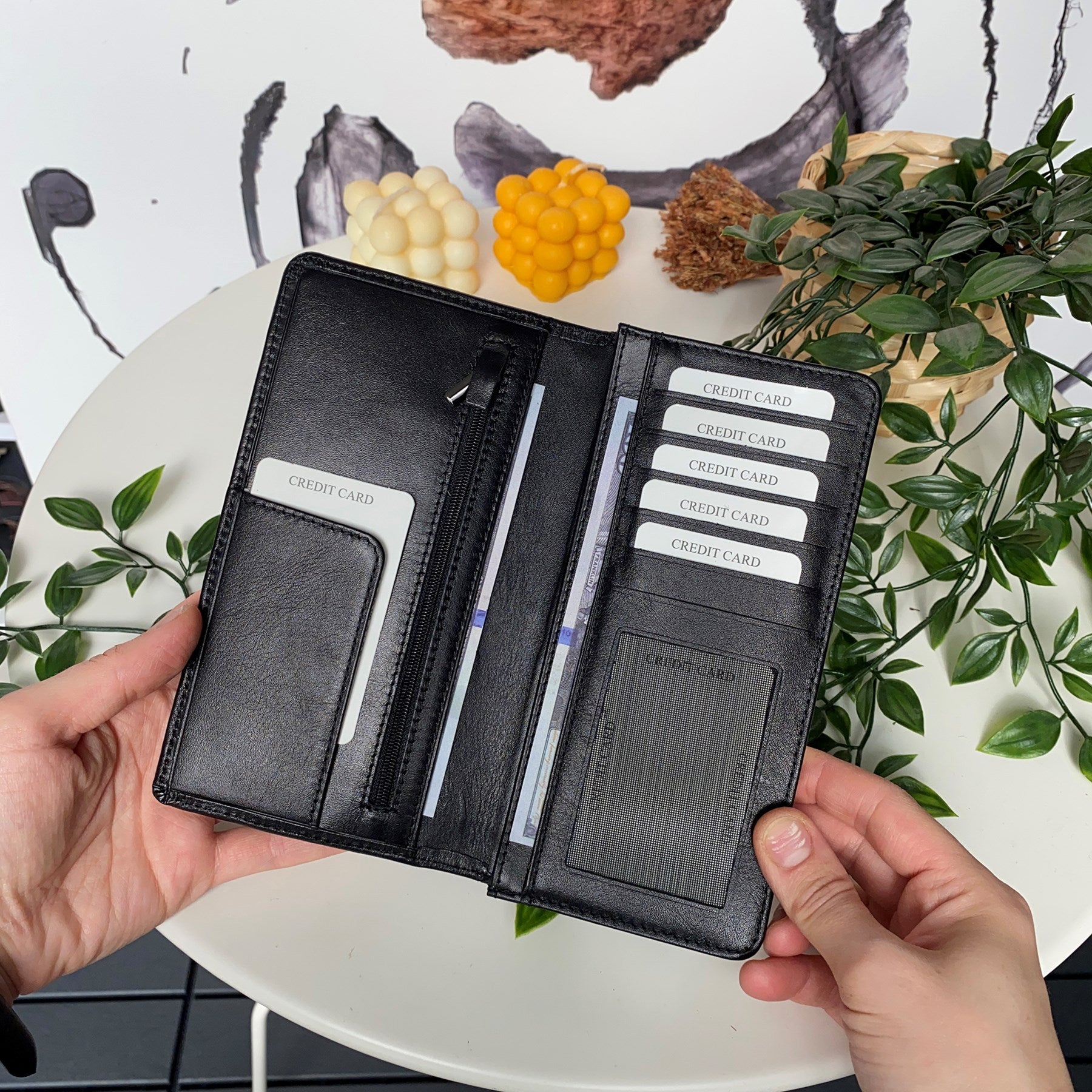 Boston Genuine Leather Wallet featuring a phone socket and multiple compartments in a stylish design.