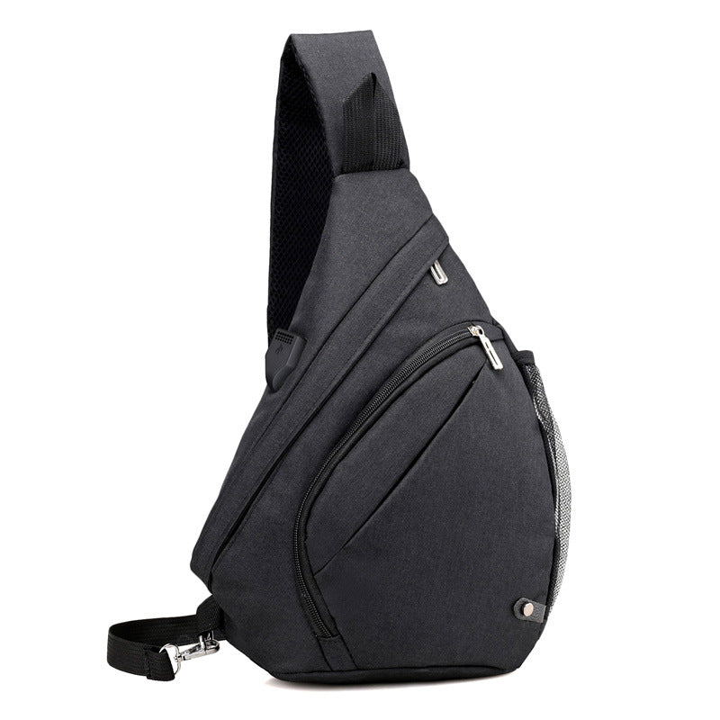 Breathable Large Chest Bag made of oxford cloth, featuring a USB charging port, spacious design, and stylish appearance.