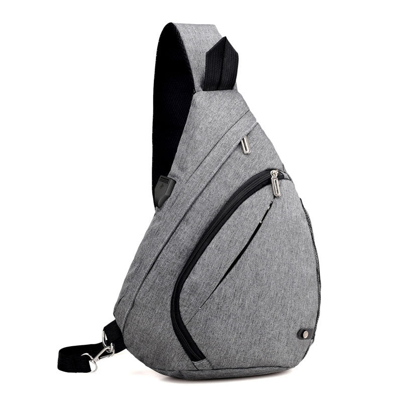 Breathable Large Chest Bag made of oxford cloth, featuring a USB charging port, spacious design, and stylish appearance.