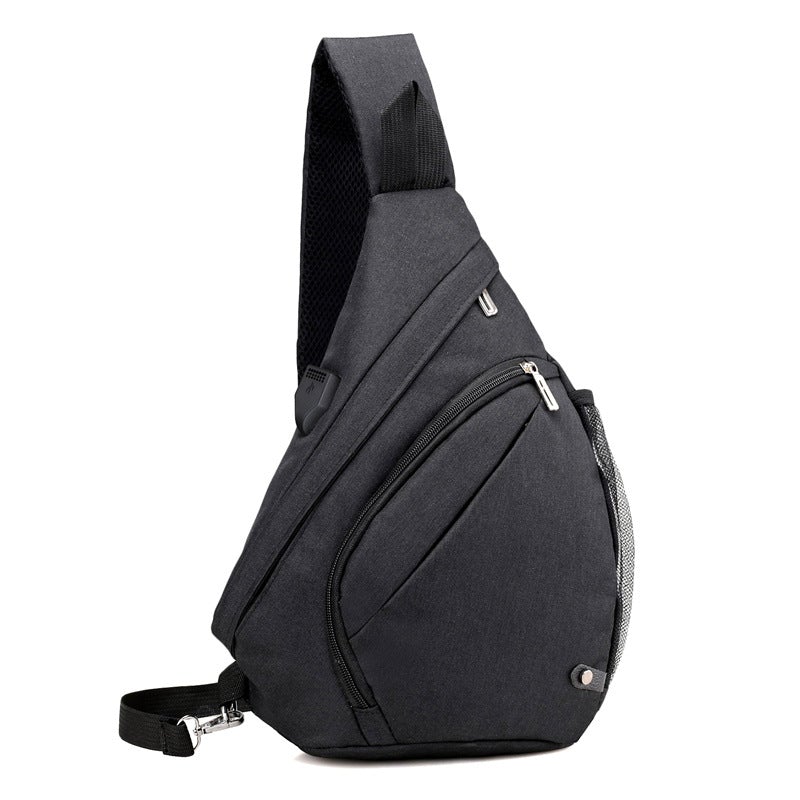 Breathable Large Chest Bag made of oxford cloth, featuring a USB charging port, spacious design, and stylish appearance.