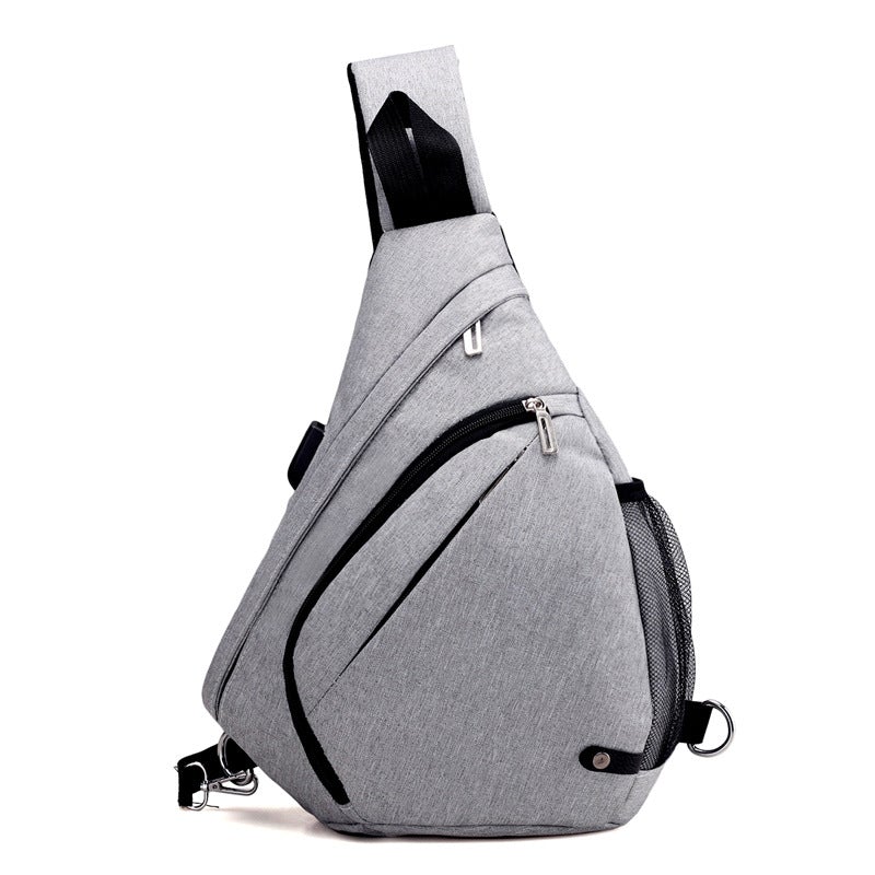 Breathable Large Chest Bag made of oxford cloth, featuring a USB charging port, spacious design, and stylish appearance.