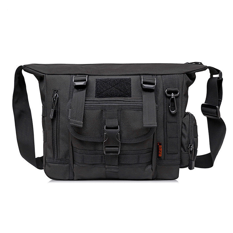 Business and Leisure Tactical Messenger Bag in camouflage design, showcasing its durable nylon material and spacious compartments.
