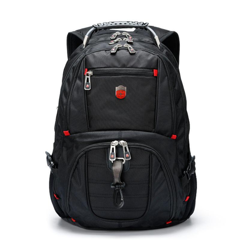 Classic Outdoor Fashion Casual Black Backpack with multiple carrying options, spacious interior, and durable polyester lining.