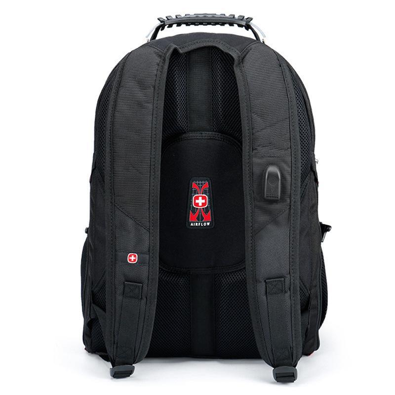 Classic Outdoor Fashion Casual Black Backpack with multiple carrying options, spacious interior, and durable polyester lining.