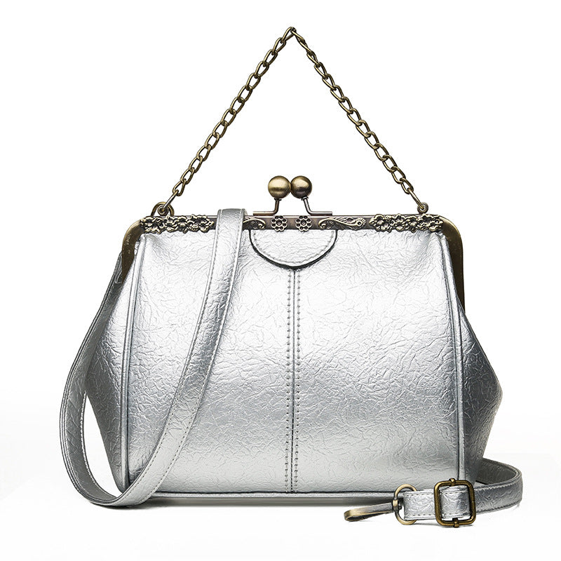 Classic Small and Fresh Women's Chain Bag with diamond accents and chain handle, showcasing a stylish PU exterior.