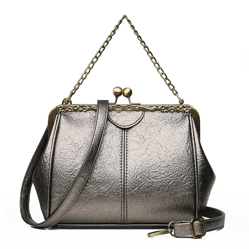 Classic Small and Fresh Women's Chain Bag with diamond accents and chain handle, showcasing a stylish PU exterior.