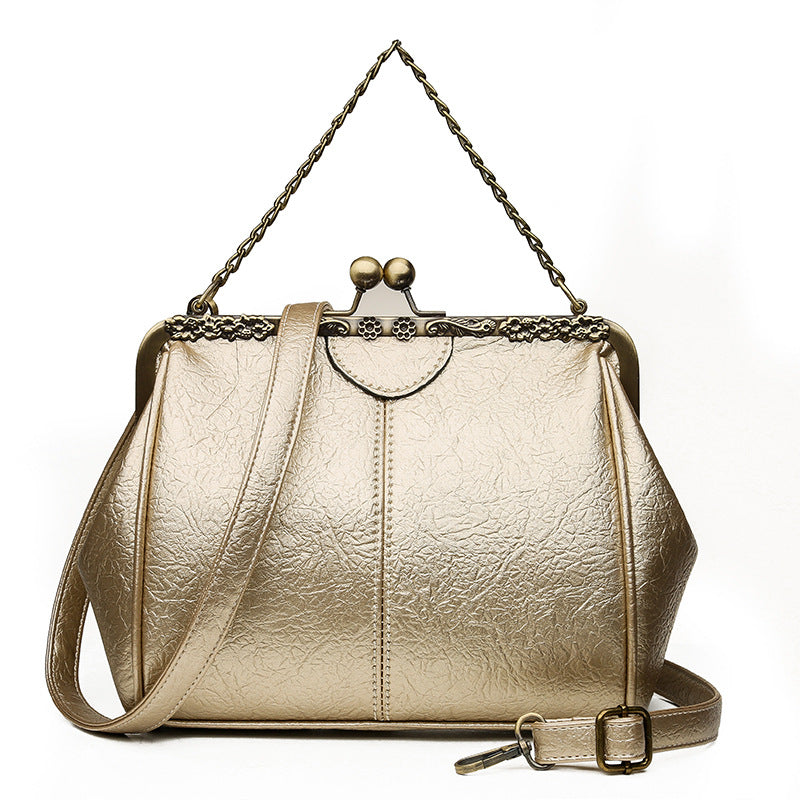 Classic Small and Fresh Women's Chain Bag with diamond accents and chain handle, showcasing a stylish PU exterior.