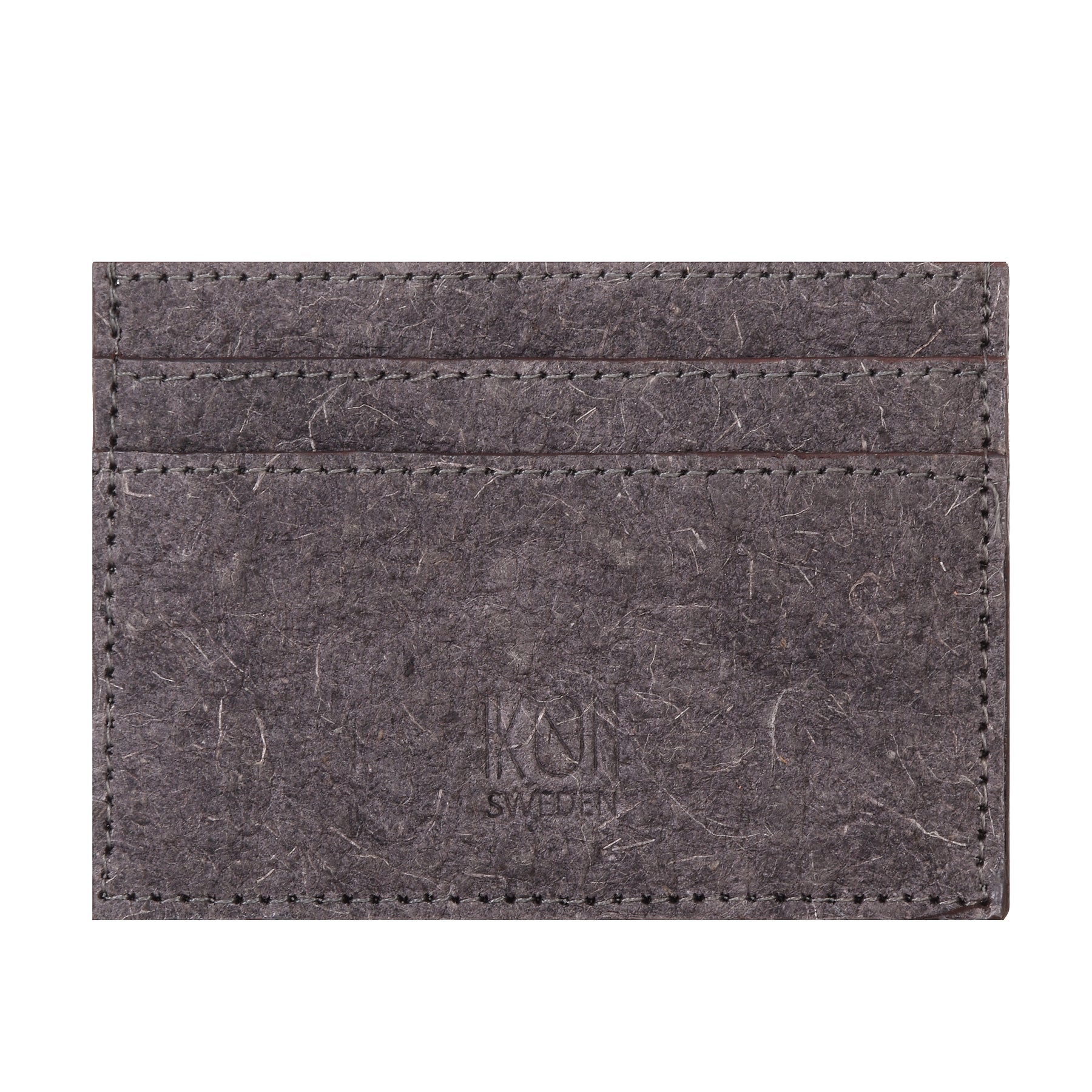 Dark grey Coconut Leather Card Holder with four card slots and inner pocket, showcasing its minimalist design and eco-friendly material.