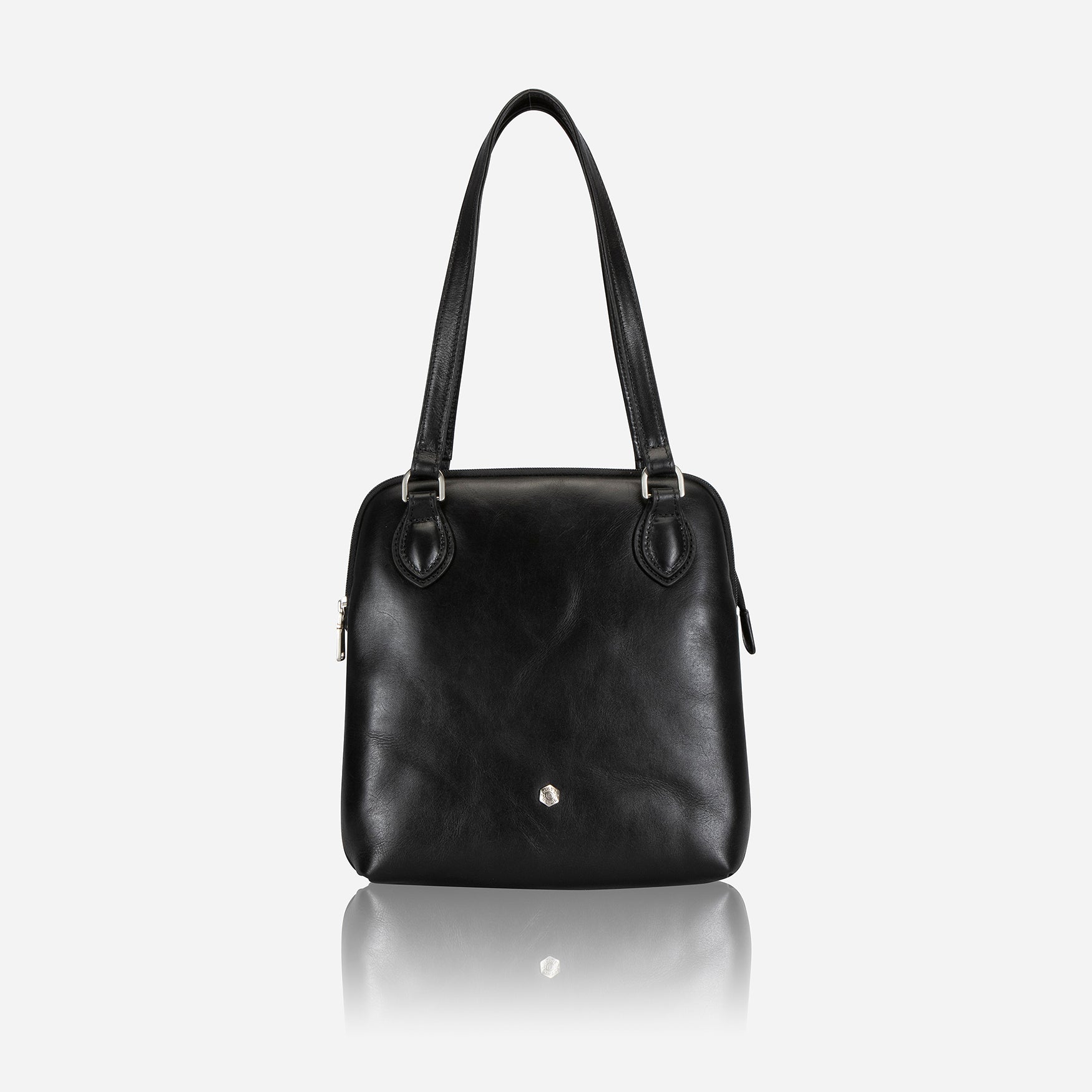 Compact Ladies Handbag in Black, elegantly designed to hold essentials like tablets, keys, and makeup.