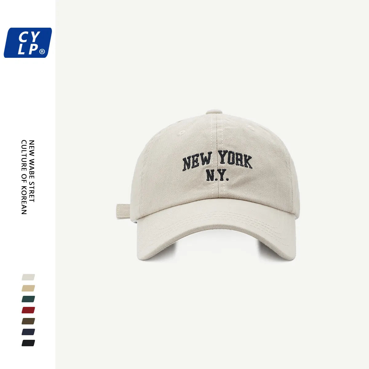 A stylish cotton baseball cap for women featuring a letter pattern, adjustable strap, and dome-shaped top, perfect for outdoor activities.