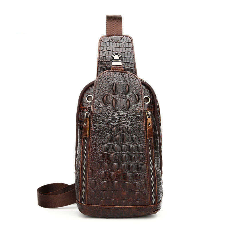Crocodile Pattern Men's Leather Chest Bag showcasing its elegant design and high-quality leather material.
