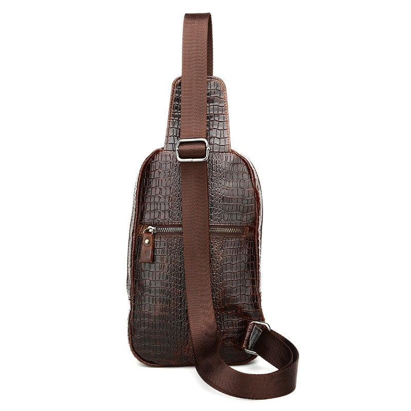 Crocodile Pattern Men's Leather Chest Bag showcasing its elegant design and high-quality leather material.