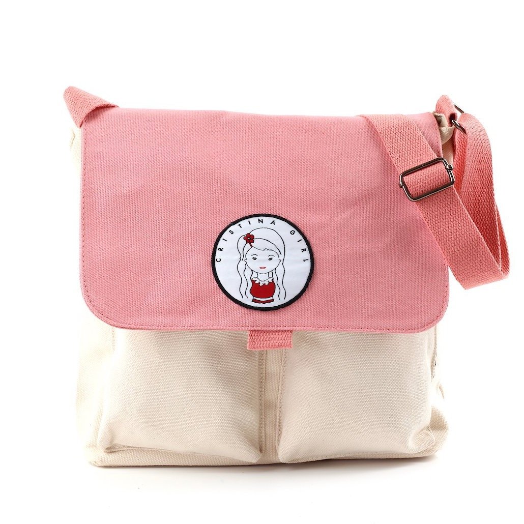 Stylish two-tone cross body bag made of durable canvas, featuring adjustable strap and multiple pockets.