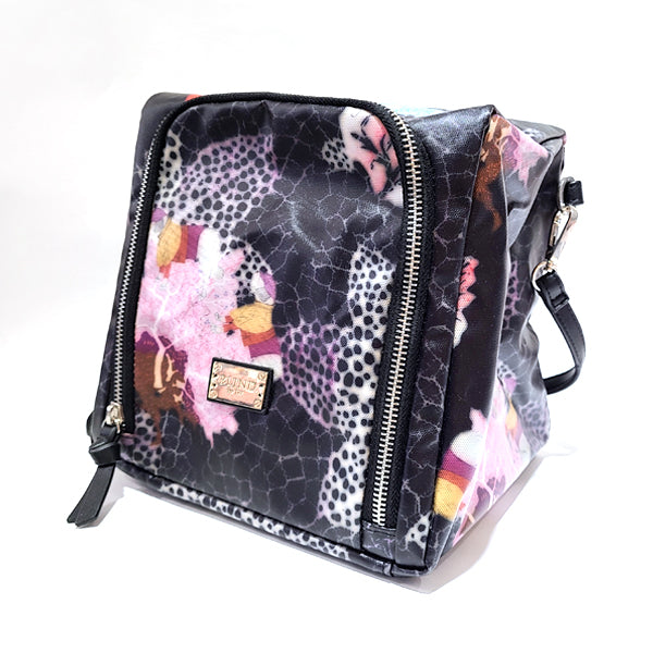 Stylish Cube Bag featuring a hand-drawn digital print, waterproof coating, and adjustable strap, perfect for daily use.