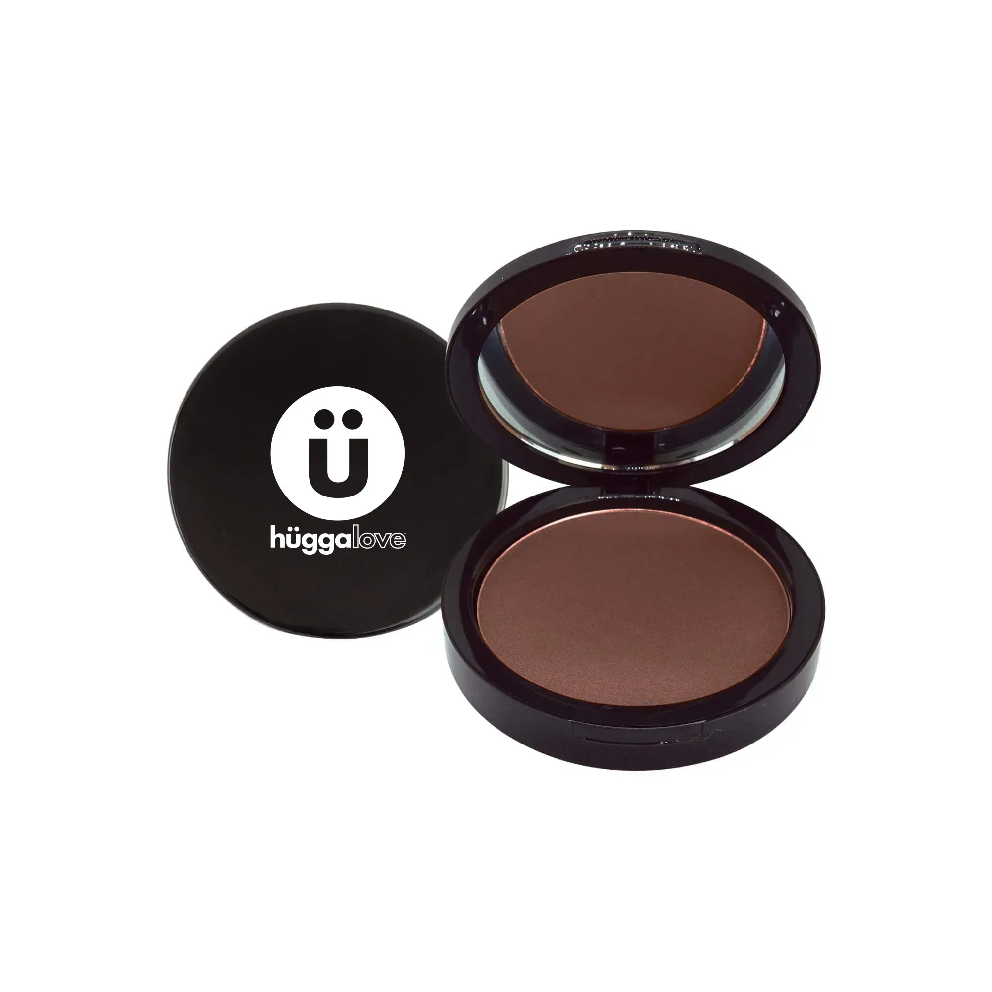 A compact of Dual Blend Powder Foundation in Cinnamon, showcasing its sleek design and rich color suitable for all skin types.