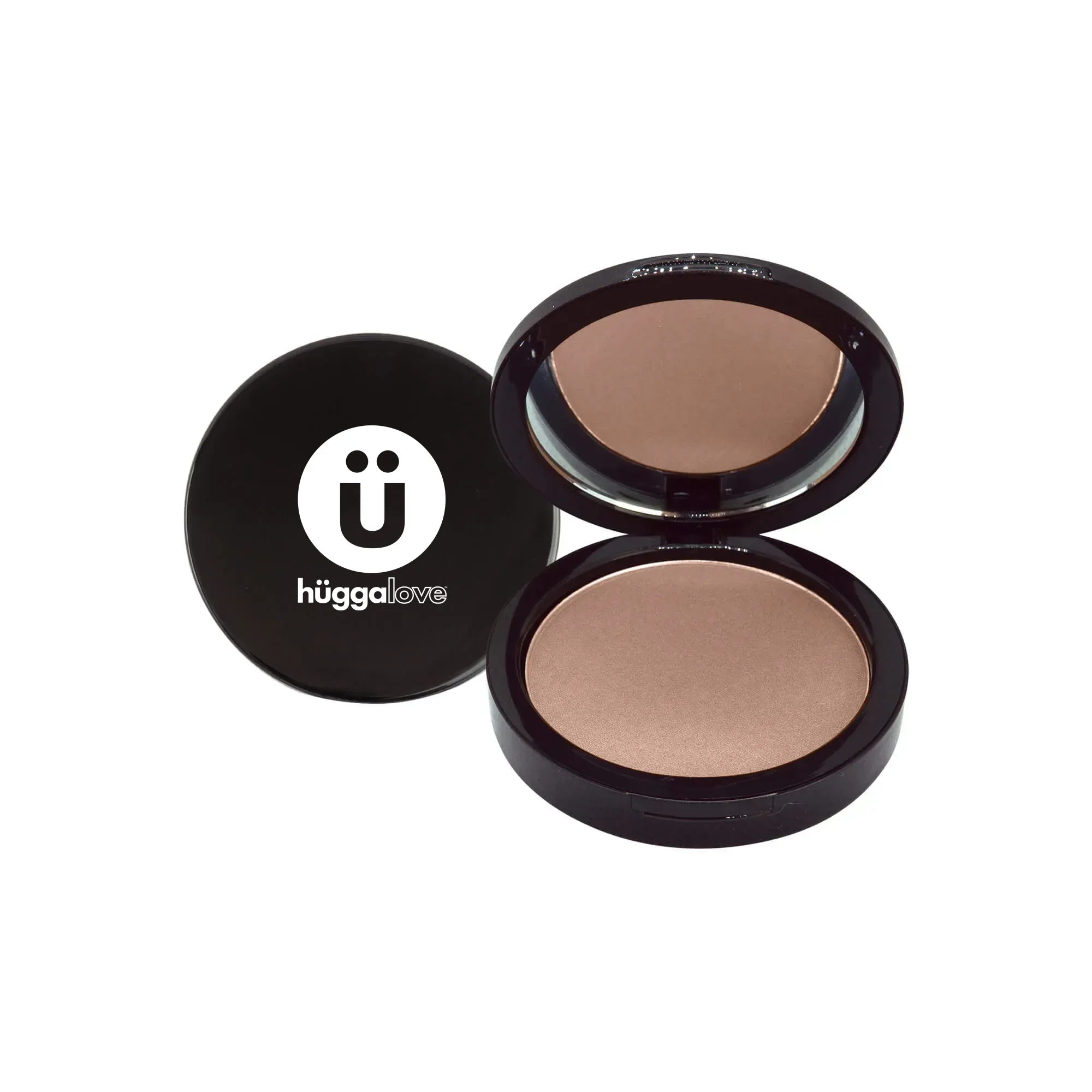 A compact of Dual Blend Powder Foundation showcasing its sleek design and powder texture, suitable for all skin types.