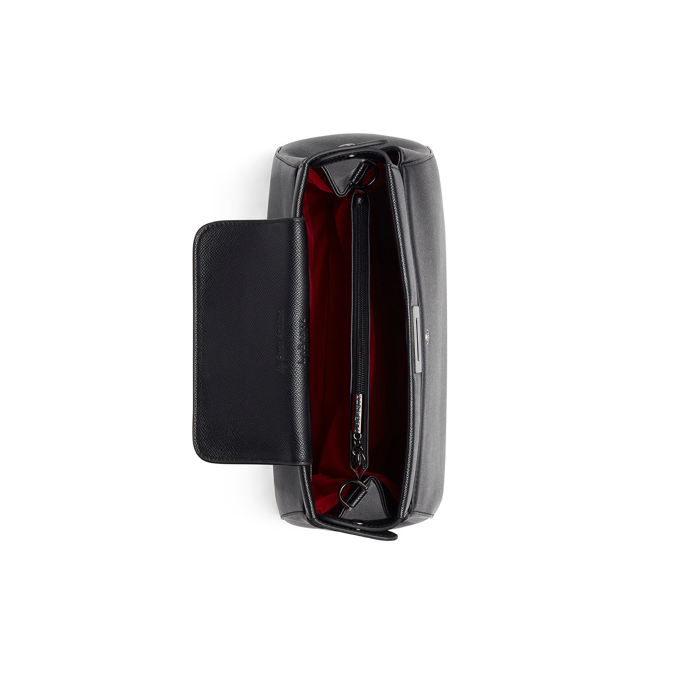 Elm Shoulder Bag in Black made from premium vegan leather, featuring a flap closure, adjustable strap, and faux snake designer strap.