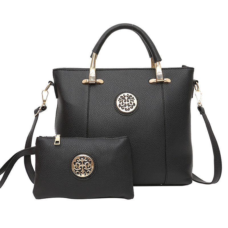 Ethnic Style Portable Lady's Fashion Messenger Bag in PU fabric with litchi pattern, featuring a zipper closure and multiple internal pockets.