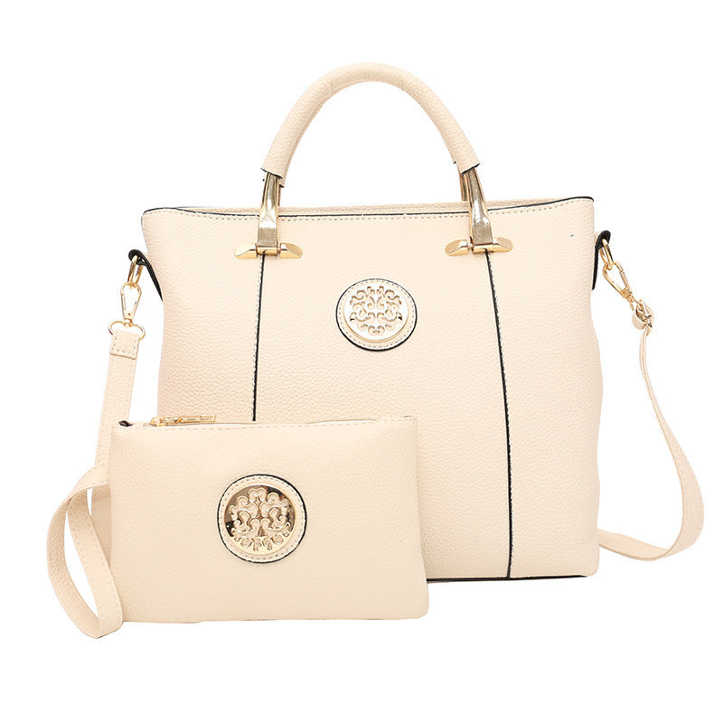 Ethnic Style Portable Lady's Fashion Messenger Bag in PU fabric with litchi pattern, featuring a zipper closure and multiple internal pockets.