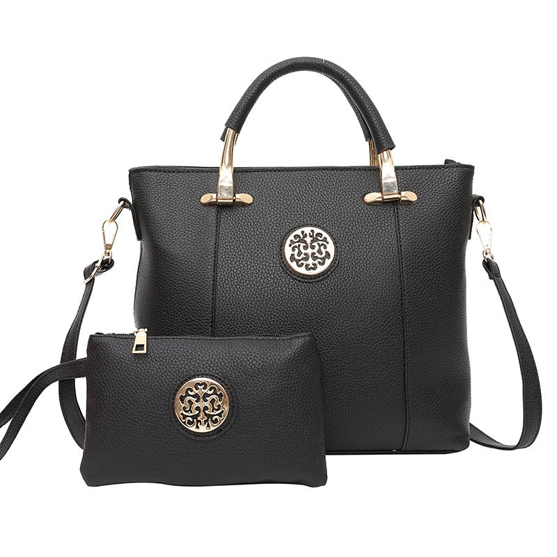 Ethnic Style Portable Lady's Fashion Messenger Bag in PU fabric with litchi pattern, featuring a zipper closure and multiple internal pockets.