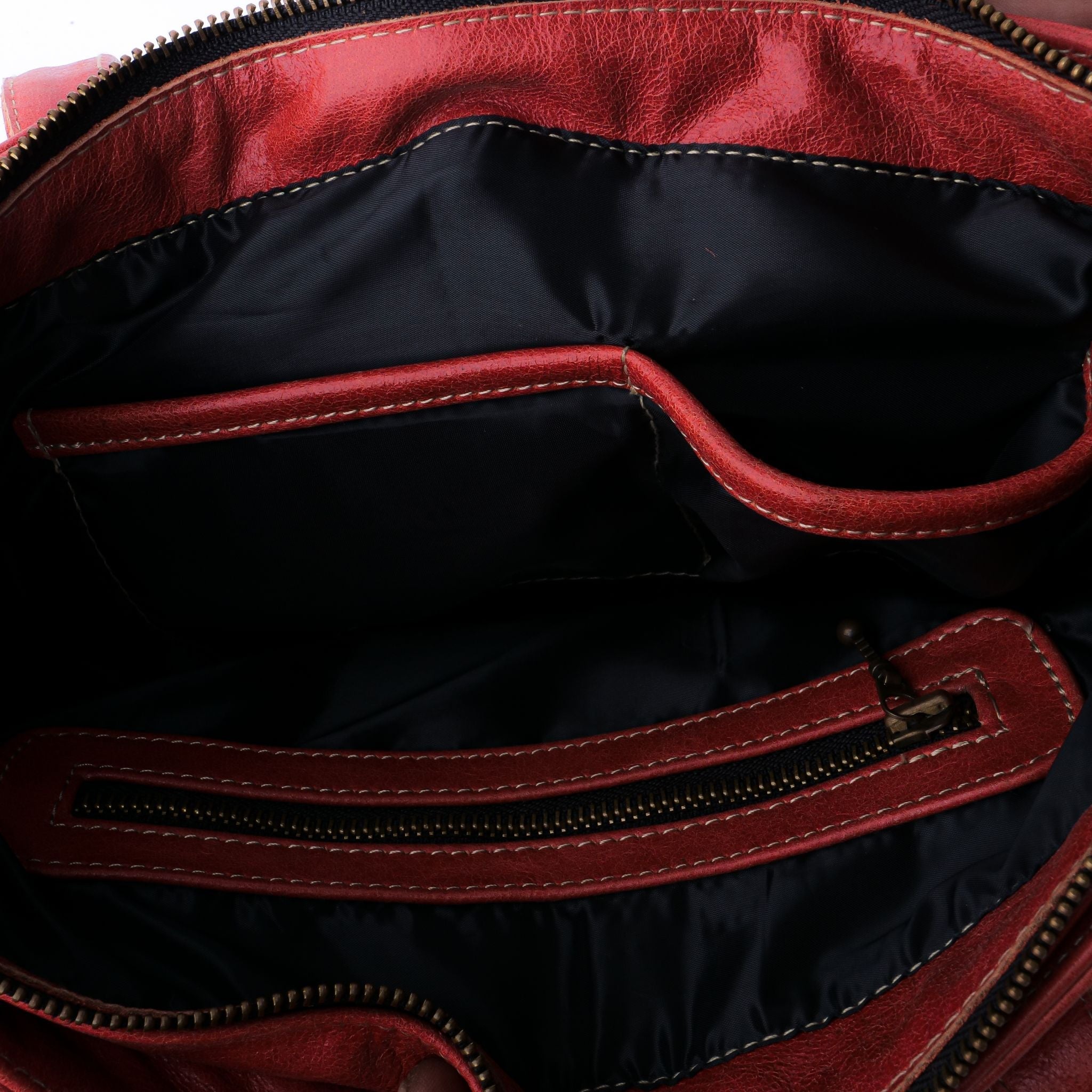 Everyday Women's Leather Zipper Tote Bag in Candy Red, showcasing its spacious design, premium cow leather material, and stylish hardware.