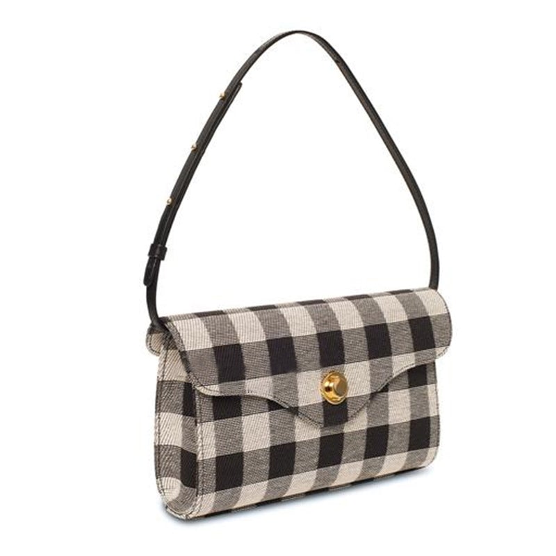 Fashion Plaid Canvas Single Shoulder Messenger Bag in stylish plaid design, featuring an envelope shape and lock closure.