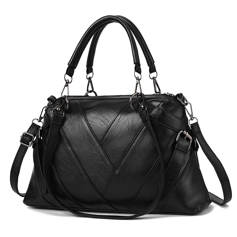 Fashion Soft Leather Large Capacity Ladies Shoulder Bag in a stylish design, showcasing its soft leather texture and spacious interior.